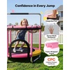 image:imageVEVOR 5560 Trampoline with Enclosure Net Swing and Basketball Hoop for KidsPink