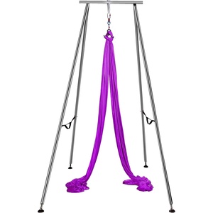 image:imageHappybuy Yoga Sling Inversion 96 FT Inversion Yoga Swing Stand 68lbs 551lbs250kg Aerial Yoga Frame with 236in6m Yoga Swing Inversion Sling Body Yoga Bundle Safety BeltsPurple