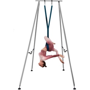 image:imageHappybuy Yoga Sling Inversion 96 FT Inversion Yoga Swing Stand 68lbs 551lbs250kg Aerial Yoga Frame with 236in6m Yoga Swing Inversion Sling Body Yoga Bundle Safety BeltsGreen