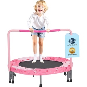 image:imageVEVOR 3FT Trampoline 36 Trampolines IndoorOutdoor Trampoline for Toddlers Foldable Mini Baby Jump Toy with Foam Handle Recreational Trampolines Birthday Gift for 3 Years KidsPink  Light Pink