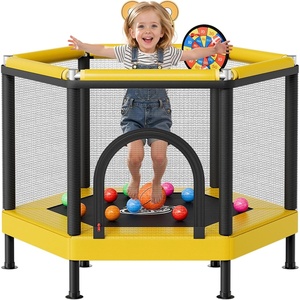 image:imageVEVOR 5572 Trampoline Hexagon Enclosure Net Swing with Toys for Kids YellowYellow