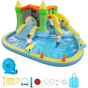 image:imageVEVOR Inflatable Pretend Market Bounce House with Blower Large 6in1 Kids Water Slide Castle with Splash Pool Climbing Wall Play Booth amp Bounce Area for KidsCastle Theme