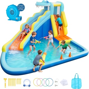 image:imageVEVOR Inflatable Pretend Market Bounce House with Blower Large 6in1 Kids Water Slide Castle with Splash Pool Climbing Wall Play Booth amp Bounce Area for KidsCrocodile Theme