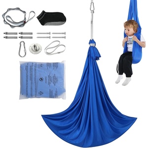 image:imageVEVOR Sensory Swing for Kids amp Adults Maximum 300 lbs Load Aerial Silk Indoor amp Outdoor Double Layer Therapy Cuddle Swing with 360 Swivel Hanger Calming Compression Therapy Swing HammockBlue