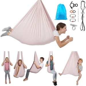 image:imageVEVOR Sensory Swing for Kids amp Adults Maximum 300 lbs Load Aerial Silk Indoor amp Outdoor Double Layer Therapy Cuddle Swing with 360 Swivel Hanger Calming Compression Therapy Swing HammockAsh Powder
