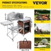 image:imageVEVOR Camping Kitchen Table Aluminum Portable Folding Camp Cook Station with Windscreen Cupboard Storage Organizer Carrying Bag Quick Installation for Outdoor Picnic Beach BBQ RV Traveling BrownBrown