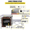 image:imageVEVOR Camping Kitchen Table Aluminum Portable Folding Camp Cook Station with Windscreen Cupboard Storage Organizer Carrying Bag Quick Installation for Outdoor Picnic Beach BBQ RV Traveling BrownBrown