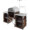 image:imageVEVOR Camping Kitchen Table Folding Outdoor Cooking Table with Storage Carrying Bag Aluminum Cook Station 3 Cupboard amp Detachable Windscreen Quick Setup for Picnics BBQ RV Traveling BlackBrown