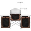 image:imageVEVOR Camping Kitchen Table Folding Outdoor Cooking Table with Storage Carrying Bag Aluminum Cook Station 3 Cupboard amp Detachable Windscreen Quick Setup for Picnics BBQ RV Traveling BlackBrown