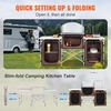 image:imageVEVOR Camping Kitchen Table Folding Outdoor Cooking Table with Storage Carrying Bag Aluminum Cook Station 3 Cupboard amp Detachable Windscreen Quick Setup for Picnics BBQ RV Traveling BlackBrown