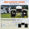 image:imageVEVOR Camping Kitchen Table Folding Outdoor Cooking Table with Storage Carrying Bag Aluminum Cook Station 3 Cupboard amp Detachable Windscreen Quick Setup for Picnics BBQ RV Traveling BlackBlack