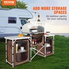 image:imageVEVOR Camping Kitchen Table Folding Outdoor Cooking Table with Storage Carrying Bag Aluminum Cook Station 3 Cupboard amp Detachable Windscreen Quick Setup for Picnics BBQ RV Traveling BlackBrown