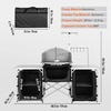 image:imageVEVOR Camping Kitchen Table Folding Outdoor Cooking Table with Storage Carrying Bag Aluminum Cook Station 3 Cupboard amp Detachable Windscreen Quick Setup for Picnics BBQ RV Traveling BlackBlack