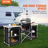 image:imageVEVOR Camping Kitchen Table Folding Outdoor Cooking Table with Storage Carrying Bag Aluminum Cook Station 3 Cupboard amp Detachable Windscreen Quick Setup for Picnics BBQ RV Traveling BlackBlack
