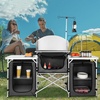 image:imageVEVOR Camping Kitchen Table Folding Outdoor Cooking Table with Storage Carrying Bag Aluminum Cook Station 3 Cupboard amp Detachable Windscreen Quick Setup for Picnics BBQ RV Traveling BlackBlack
