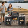 image:imageVEVOR Camping Kitchen Table Outdoor Camp Cooking Table Portable Cook Station with Storage Cupboard Carrying Bag Detachable Windscreen Quick Setup for BBQ Party Picnic RV Travel BlackBlack 3
