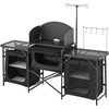image:imageVEVOR Camping Kitchen Table Outdoor Camp Cooking Table Portable Cook Station with Storage Cupboard Carrying Bag Detachable Windscreen Quick Setup for BBQ Party Picnic RV Travel BlackBlack 3