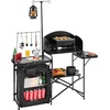 image:imageVEVOR Camping Kitchen Table Outdoor Camp Cooking Table Portable Cook Station with Storage Cupboard Carrying Bag Detachable Windscreen Quick Setup for BBQ Party Picnic RV Travel BlackDeep Black
