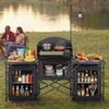 image:imageVEVOR Camping Kitchen Table Outdoor Camp Cooking Table Portable Cook Station with Storage Cupboard Carrying Bag Detachable Windscreen Quick Setup for BBQ Party Picnic RV Travel BlackBlack 1