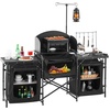 image:imageVEVOR Camping Kitchen Table Outdoor Camp Cooking Table Portable Cook Station with Storage Cupboard Carrying Bag Detachable Windscreen Quick Setup for BBQ Party Picnic RV Travel BlackBlack 3