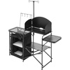 image:imageVEVOR Camping Kitchen Table Outdoor Camp Cooking Table Portable Cook Station with Storage Cupboard Carrying Bag Detachable Windscreen Quick Setup for BBQ Party Picnic RV Travel BlackDeep Black