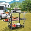image:imageVEVOR Camping Kitchen Table SlimFold Cook Station Portable Folding Table with 4 Side Tables Heat Resistant Tabletop and Carrying Bag Ideal for Outdoor Picnics BBQs Camping RV TravelingBlack1