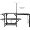 image:imageVEVOR Camping Kitchen Table with Sink Aluminum Folding Portable Outdoor Cook Station 2 Shelves amp Carrying Bag for Picnic BBQ Beach TravelingBlack