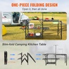 image:imageVEVOR Camping Kitchen Table with Sink Aluminum Folding Portable Outdoor Cook Station 2 Shelves amp Carrying Bag for Picnic BBQ Beach TravelingBlack