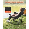 image:imageVEVOR Heated Camping Chair 3 Heating Settings LargeSized Padded Folding Rocker Heavy Duty Outdoor Lawn Chairs with Pocket Support 225lbs Portable Heated Chair for Sports Winter UseStandard