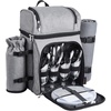 image:imageVEVOR Picnic Backpack Beach Picnic Backpack Bag for 2 Person with Insulated Cooler Compartment Detachable BottleWine Holder Lightweight Blanket Plates amp Cutlery Set for Hiking Camping Navy Bluedouble layer for 4  gray