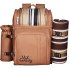 image:imageVEVOR Picnic Backpack Beach Picnic Backpack Bag for 2 Person with Insulated Cooler Compartment Detachable BottleWine Holder Lightweight Blanket Plates amp Cutlery Set for Hiking Camping Navy Bluedouble layer for 4  browne
