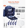 image:imageVEVOR Picnic Backpack Beach Picnic Backpack Bag for 2 Person with Insulated Cooler Compartment Detachable BottleWine Holder Lightweight Blanket Plates amp Cutlery Set for Hiking Camping Navy Bluesingle layer for 4  blue