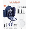 image:imageVEVOR Picnic Backpack Beach Picnic Backpack Bag for 2 Person with Insulated Cooler Compartment Detachable BottleWine Holder Lightweight Blanket Plates amp Cutlery Set for Hiking Camping Navy Bluesingle layer for 2  blue