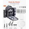image:imageVEVOR Picnic Backpack Beach Picnic Backpack Bag for 2 Person with Insulated Cooler Compartment Detachable BottleWine Holder Lightweight Blanket Plates amp Cutlery Set for Hiking Camping Navy Bluesingle layer for 2  gray