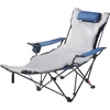 image:imageVEVOR Reclining Camping Chair 4 Adjustable Positions Portable Folding Lounger for Adults Mesh Beach Chair with Footrest amp Plush Cushion Supports 220 lbs Heavy Duty Camp Chairs for Patio BlueGray Padded