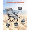 image:imageVEVOR Reclining Camping Chair 4 Adjustable Positions Portable Folding Lounger for Adults Mesh Beach Chair with Footrest amp Plush Cushion Supports 220 lbs Heavy Duty Camp Chairs for Patio BlueGrey