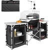 image:imageVEVOR Camping Kitchen Table Folding Outdoor Cooking Table with Storage Carrying Bag Aluminum Cook Station 3 Cupboard amp Detachable Windscreen Quick Setup for Picnics BBQ RV Traveling BlackBlack