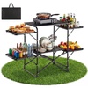 image:imageVEVOR Camping Kitchen Table SlimFold Cook Station Portable Folding Table with 4 Side Tables Heat Resistant Tabletop and Carrying Bag Ideal for Outdoor Picnics BBQs Camping RV TravelingBlack2