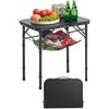 image:imageVEVOR Folding Camping Table Adjustable Height Aluminum MDF Outdoor Portable Lightweight for Cooking Beach Picnic Travel 24 x 16 inchBlack