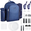 image:imageVEVOR Picnic Backpack Beach Picnic Backpack Bag for 2 Person with Insulated Cooler Compartment Detachable BottleWine Holder Lightweight Blanket Plates amp Cutlery Set for Hiking Camping Navy Bluesingle layer for 2  blue