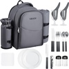 image:imageVEVOR Picnic Backpack Beach Picnic Backpack Bag for 2 Person with Insulated Cooler Compartment Detachable BottleWine Holder Lightweight Blanket Plates amp Cutlery Set for Hiking Camping Navy Bluesingle layer for 2  gray