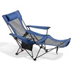 image:imageVEVOR Reclining Camping Chair 4 Adjustable Positions Portable Folding Lounger for Adults Mesh Beach Chair with Footrest amp Plush Cushion Supports 220 lbs Heavy Duty Camp Chairs for Patio BlueBlue