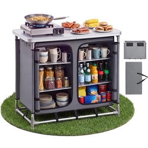 image:imageVEVOR Camping Storage Cabinet Outdoor Portable Aluminum Lightweight Table Quick Setup Compact Kitchen Cook Station with 6 Shelves and Carry Bag for Picnic BBQ Party Camping RV TravelingGrey