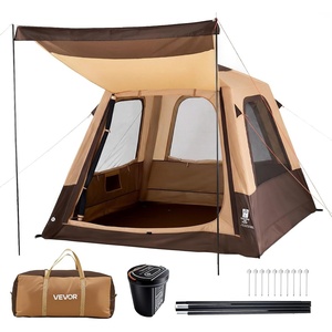 image:imageVEVOR Camping Tent 468 Person Automatic Inflatable Cabin Tent Easy Setup TPU Air Tube amp Large Mesh Windows Portable Waterproof Tent with Carry Bag for Family Outdoor Camping HikingBeige