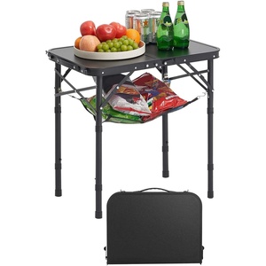 image:imageVEVOR Folding Camping Table Adjustable Height Aluminum MDF Outdoor Portable Lightweight for Cooking Beach Picnic Travel 24 x 16 inchBlack