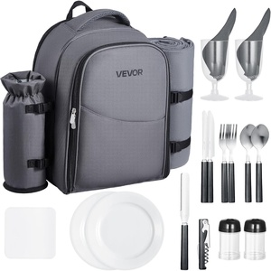 image:imageVEVOR Picnic Backpack Beach Picnic Backpack Bag for 2 Person with Insulated Cooler Compartment Detachable BottleWine Holder Lightweight Blanket Plates amp Cutlery Set for Hiking Camping Navy Bluesingle layer for 2  gray