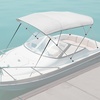 image:imageVEVOR 3 Bow Boat Bimini Tops 600D Polyester Canopy with Aluminum Alloy Frame Waterproof amp Sun Shade Boat Awning Canopy with Storage Bag 2 Support Poles 4 Straps 6Lx6772Wx46H Pacific BlueLight Grey