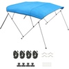 image:imageVEVOR 3 Bow Boat Bimini Tops 600D Polyester Canopy with Aluminum Alloy Frame Waterproof amp Sun Shade Boat Awning Canopy with Storage Bag 2 Support Poles 4 Straps 6Lx6772Wx46H Pacific BluePacific Blue