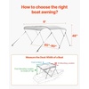 image:imageVEVOR 3 Bow Boat Bimini Tops 600D Polyester Canopy with Aluminum Alloy Frame Waterproof amp Sun Shade Boat Awning Canopy with Storage Bag 2 Support Poles 4 Straps 6Lx6772Wx46H Pacific BlueLight Grey
