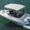 image:imageVEVOR 3 Bow Boat Bimini Tops 600D Polyester Canopy with Aluminum Alloy Frame Waterproof amp Sun Shade Boat Awning Canopy with Storage Bag 2 Support Poles 4 Straps 6Lx6772Wx46H Pacific BlueLight Greytop cover replace